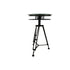 Tripod Base Metal Accent Table With Glass Top, Black and Clear