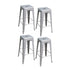 AmeriHome 4 Piece 30 Inch Metal Bar Stool Set - Silver