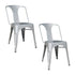 AmeriHome Kitchen Game Room Bar Basement 2 Piece Metal Dining Chair Set Silver