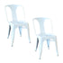 AmeriHome Kitchen Game Room Bar Basement 2 Piece Metal Dining Chair Set White