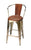 Offex Roland Iron and Leather Barstool - Medium Brown