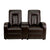 Brown Leather 2-Seat Home Theater Recliner With Storage Console