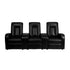 Black Leather 3-Seat Home Theater Recliner With Storage Consoles