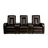 Brown Leather 3-Seat Home Theater Recliner With Storage Consoles