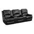 Black Leather Pillowtop 3-Seat Home Theater Recliner with Storage Consoles [BT-70295-3-BK-GG]