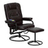 Massaging Brown Leather Recliner and Ottoman with Metal Bases [BT-703-MASS-BN-GG]