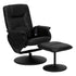 Massaging Black Leather Recliner and Ottoman with Leather Wrapped Base [BT-753P-MASSAGE-BK-GG]