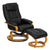 Contemporary Black Leather Recliner and Ottoman with Swiveling Maple Wood Base [BT-7615-BK-CURV-GG]