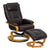 Contemporary Brown Leather Recliner and Ottoman with Swiveling Maple Wood Base [BT-7615-BN-CURV-GG]