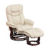 Flash Furniture Contemporary Beige Leather Recliner And Ottoman With Swiveling Mahogany Wood Base BT-7821-BGE-GG