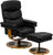Contemporary Black Leather Recliner and Ottoman with Wood Base [BT-7828-PILLOW-GG]