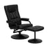 Contemporary Black Leather Recliner and Ottoman with Leather Wrapped Base [BT-7862-BK-GG]
