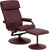 Contemporary Burgundy Leather Recliner and Ottoman with Leather Wrapped Base [BT-7863-BURG-GG]