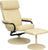 Contemporary Cream Leather Recliner and Ottoman with Leather Wrapped Base [BT-7863-CREAM-GG]