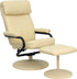 Contemporary Cream Leather Recliner and Ottoman with Leather Wrapped Base [BT-7863-CREAM-GG]