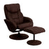 Flash Furniture Contemporary Brown Microfiber Recliner And Ottoman With Circular Microfiber Wrapped Base