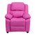 Flash Furniture Deluxe Heavily Padded Contemporary Embroidered Hot Pink Vinyl Kids Recliner with Storage Arms