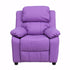 Flash Furniture Deluxe Heavily Padded Contemporary Embroidered Lavender Vinyl Kids Recliner with Storage Arms