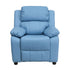 Offex Deluxe Heavily Padded Contemporary Light Blue Vinyl Kids Recliner with Storage Arms
