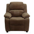 Flash Furntiure Deluxe Heavily Padded Contemporary Embroidered Brown Microfiber Kids Recliner with Storage Arms