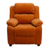 Deluxe Heavily Padded Contemporary Orange Microfiber Kids Recliner with Storage Arms [BT-7985-KID-MIC-ORG-GG]