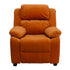 Offex Deluxe Heavily Padded Contemporary Orange Microfiber Kids Recliner with Storage Arms
