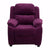 Flash Furniture Deluxe Heavily Padded Contemporary Embroidered Purple Microfiber Kids Recliner with Storage Arms