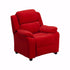 Flash Furniture Deluxe Heavily Padded Contemporary Embroidered Red Microfiber Kids Recliner with Storage Arms