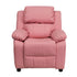 Deluxe Heavily Padded Contemporary Pink Vinyl Kids Recliner with Storage Arms [BT-7985-KID-PINK-GG]