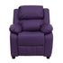Offex Deluxe Heavily Padded Contemporary Purple Vinyl Kids Recliner with Storage Arms