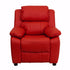 Flash Furniture Deluxe Heavily Padded Contemporary Embroidered Red Vinyl Kids Recliner with Storage Arms