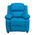 Deluxe Heavily Padded Contemporary Turquoise Vinyl Kids Recliner with Storage Arms [BT-7985-KID-TURQ-GG]