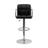 Flash Furniture Contemporary Black Quilted Vinyl Adjustable Height Bar Stool With Arms And Chrome Base