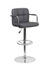 Flash Furniture Contemporary Gray Quilted Vinyl Adjustable Height Barstool with Arms and Chrome Base
