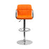 Flash Furniture Contemporary Orange Quilted Vinyl Adjustable Height Bar Stool With Arms And Chrome Base