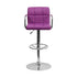 Flash Furniture Contemporary Purple Quilted Vinyl Adjustable Height Bar Stool With Arms And Chrome Base