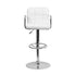 Flash Furniture Contemporary White Quilted Vinyl Adjustable Height Bar Stool With Arms And Chrome Base