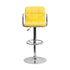 Flash Furniture Contemporary Yellow Quilted Vinyl Adjustable Height Bar Stool With Arms And Chrome Base