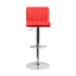 Contemporary Red Vinyl Adjustable Height Bar Stool With Chrome Base