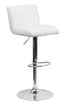 Flach Furniture Contemporary White Vinyl Adjustable Height Bar Stool with Chrome Base [CH-112010-WH-GG]