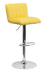 Flach Furniture Contemporary Yellow Vinyl Adjustable Height Bar Stool with Chrome Base [CH-112010-YEL-GG]