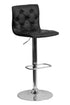 Flach Furniture Contemporary Tufted Black Vinyl Adjustable Height Bar Stool with Chrome Base [CH-112080-BK-GG]