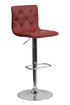 Flach Furniture Contemporary Tufted Burgundy Vinyl Adjustable Height Bar Stool with Chrome Base [CH-112080-BURG-GG]