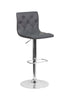 Flash Furniture Contemporary Tufted Gray Vinyl Adjustable Height Barstool with Chrome Base
