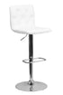 Flach Furniture Contemporary Tufted White Vinyl Adjustable Height Bar Stool with Chrome Base [CH-112080-WH-GG]