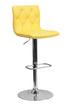 Flach Furniture Contemporary Tufted Yellow Vinyl Adjustable Height Bar Stool with Chrome Base [CH-112080-YEL-GG]