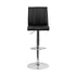 Contemporary Black Vinyl Adjustable Height Bar Stool With Chrome Base