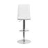 Contemporary White Vinyl Adjustable Height Bar Stool With Chrome Base