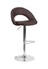 Flash Furniture Contemporary Brown Vinyl Rounded Back Adjustable Height Barstool with Chrome Base