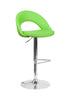 Flash Furniture Contemporary Green Vinyl Rounded Back Adjustable Height Barstool with Chrome Base